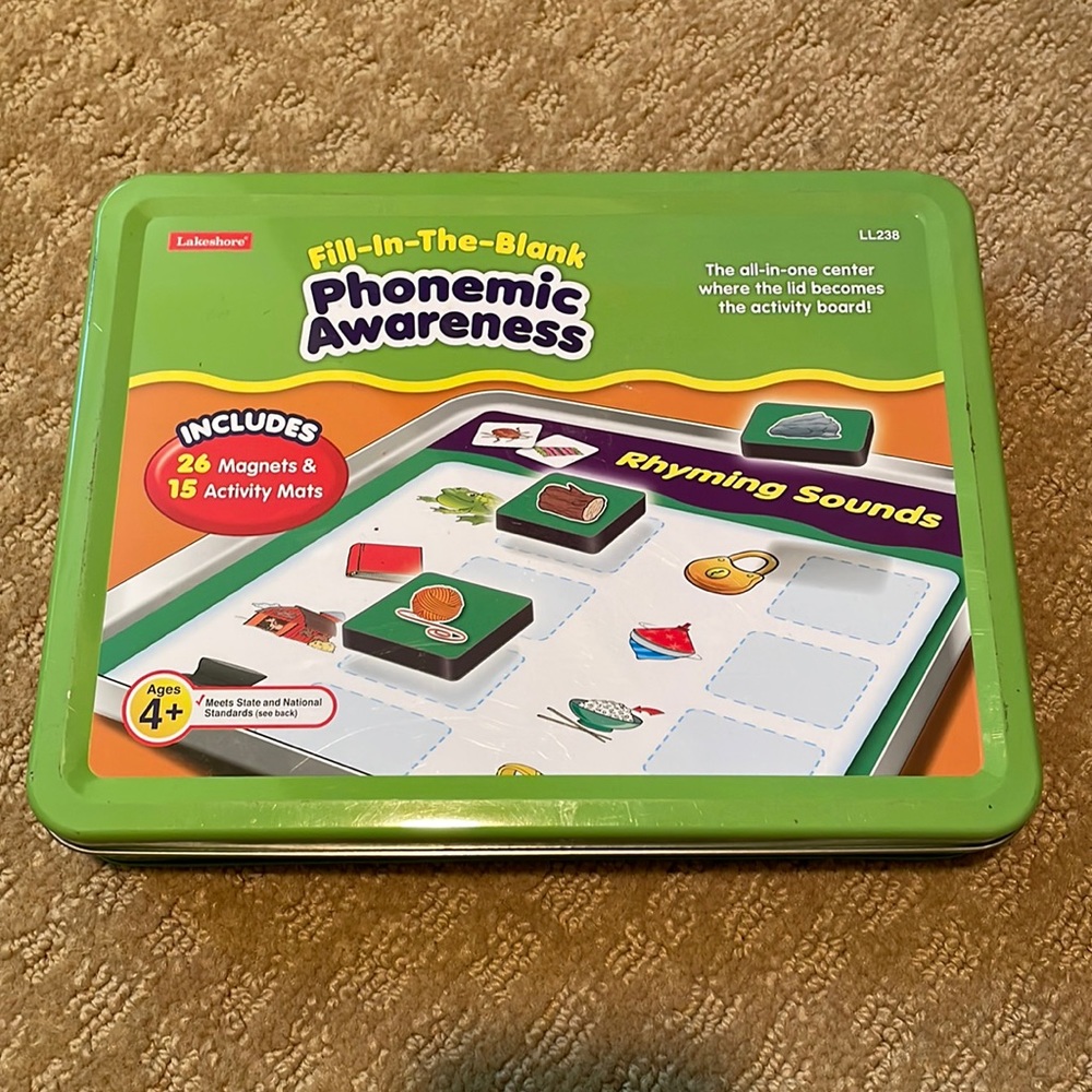 Lakeshore Fill in the Blank Phonemic Awareness Magnetic Activity Tin